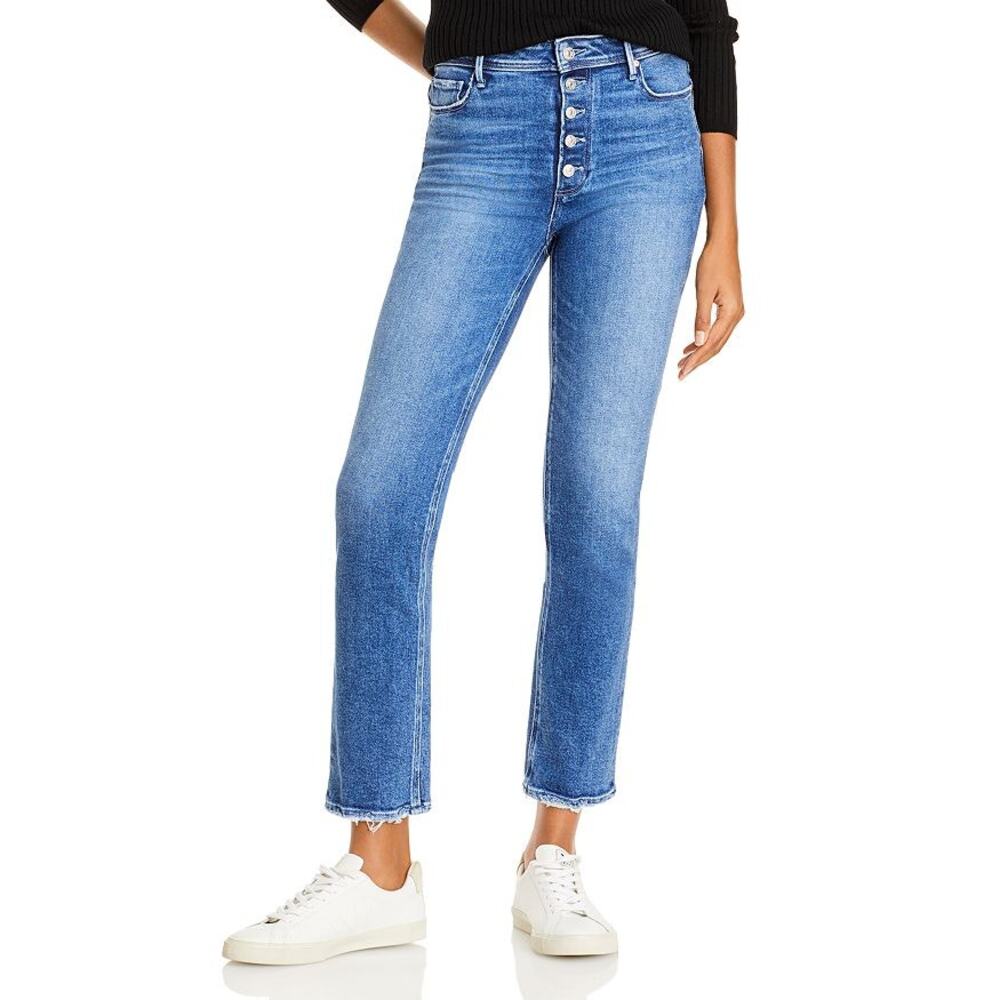 Paige Cindy Button Fly Straight Leg Ankle Jeans in Skysong